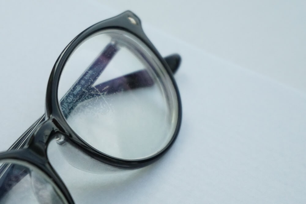 scratched eyeglasses