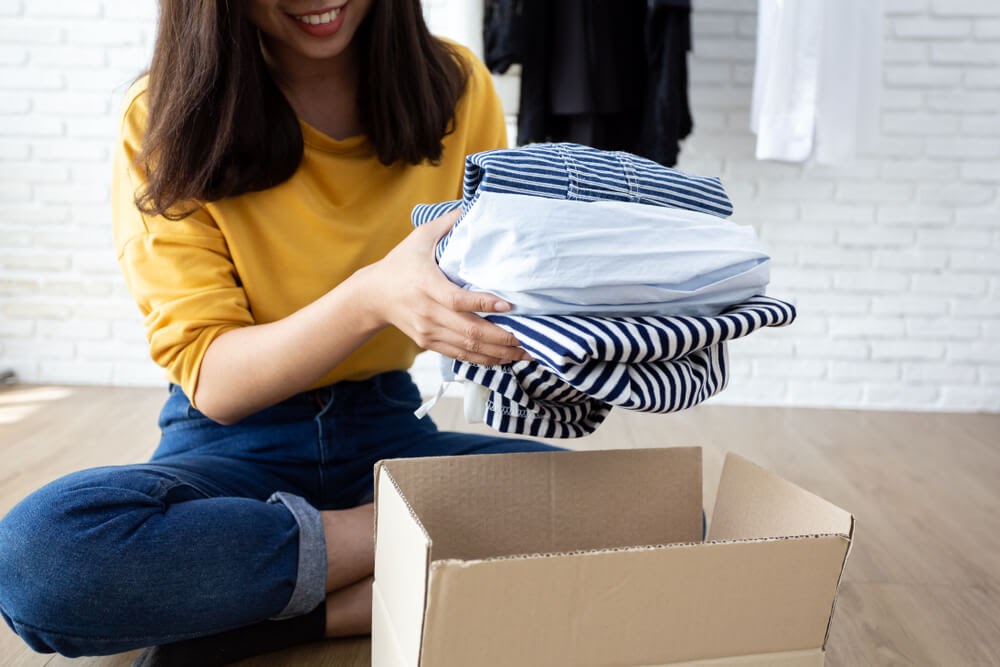 woman donating clothes