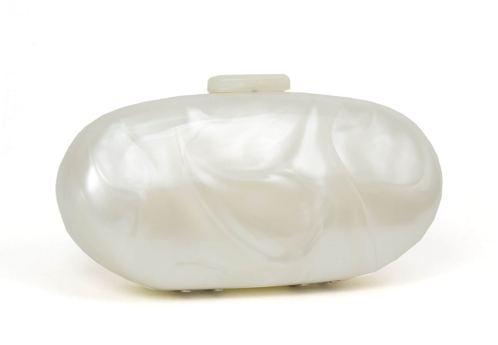 Just Jamie Pearl Oval Lucite Clutch Evening Handbag