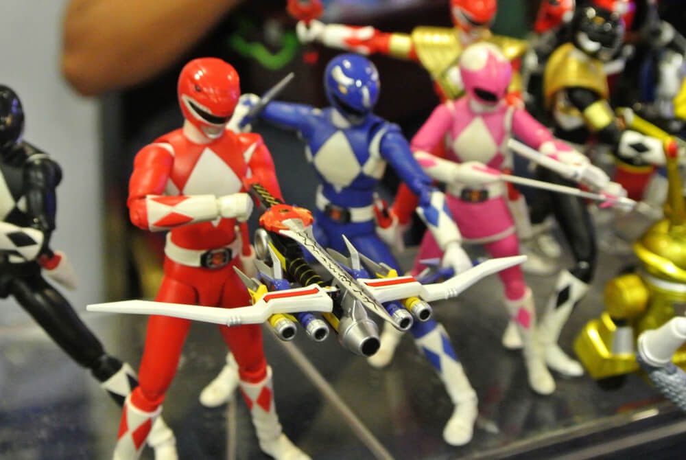 A line-up of Power Ranger action figures