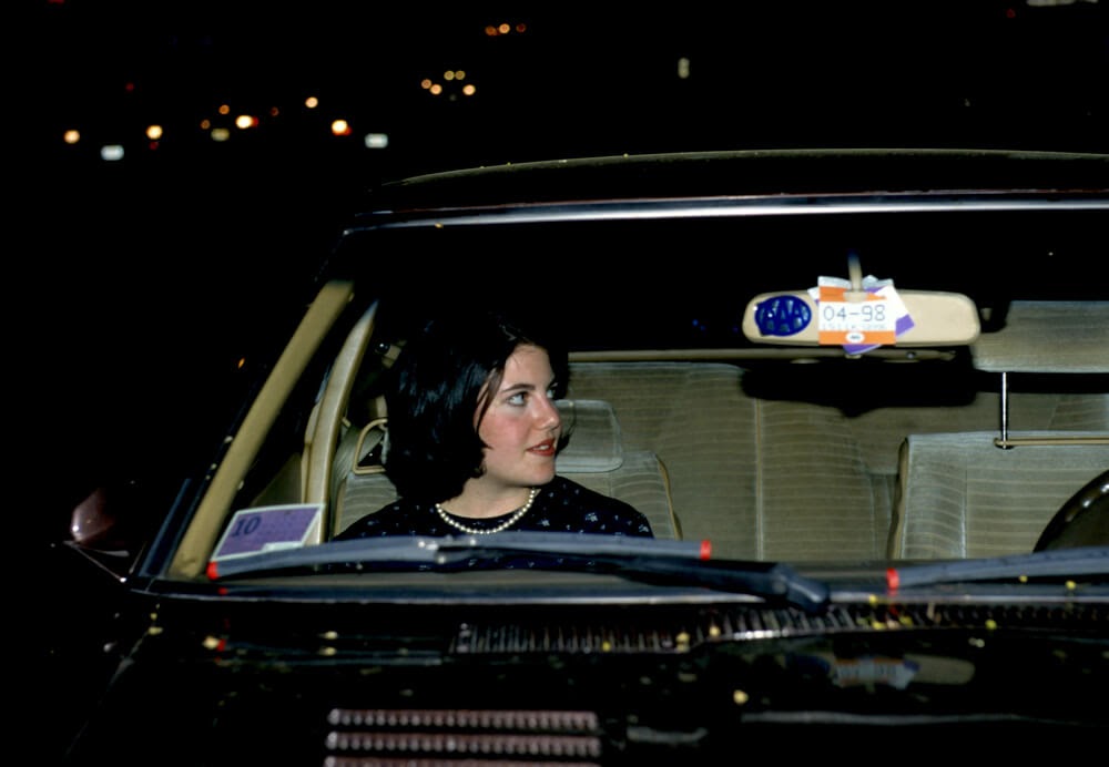 Monica Lewinsky in a black car