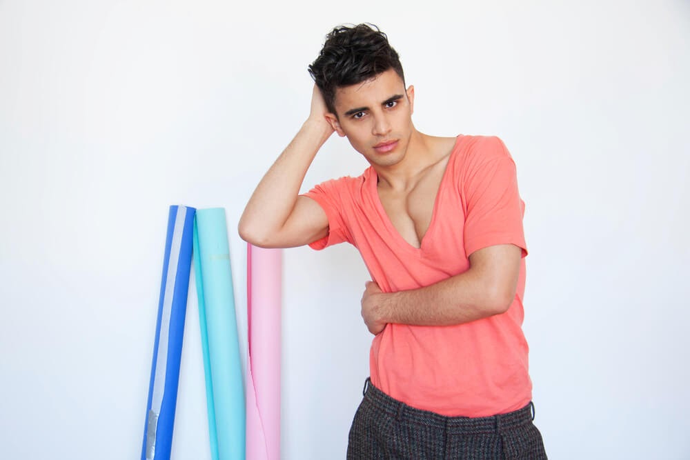 Man in deep V-neck shirt
