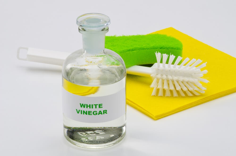 vinegar and cleaning brush