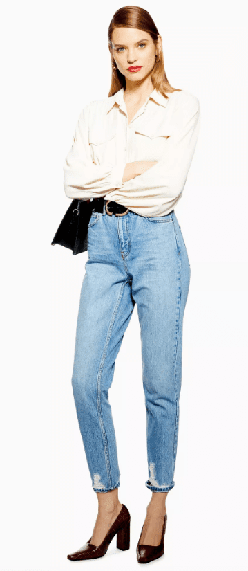 Topshop Rip Hem Mom Jeans