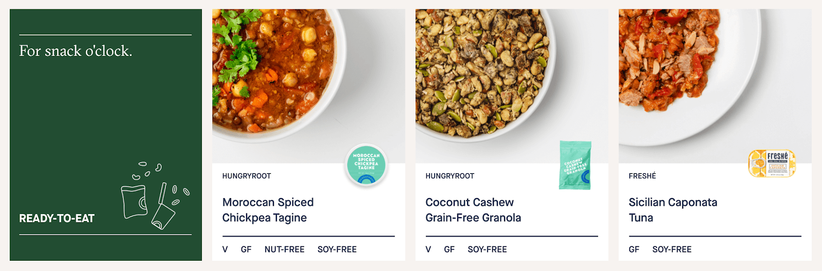 HungryRoot meal options.