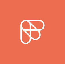 Feeld logo, orange background with white design