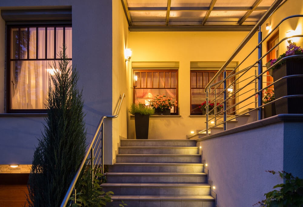 Well lit front porch.