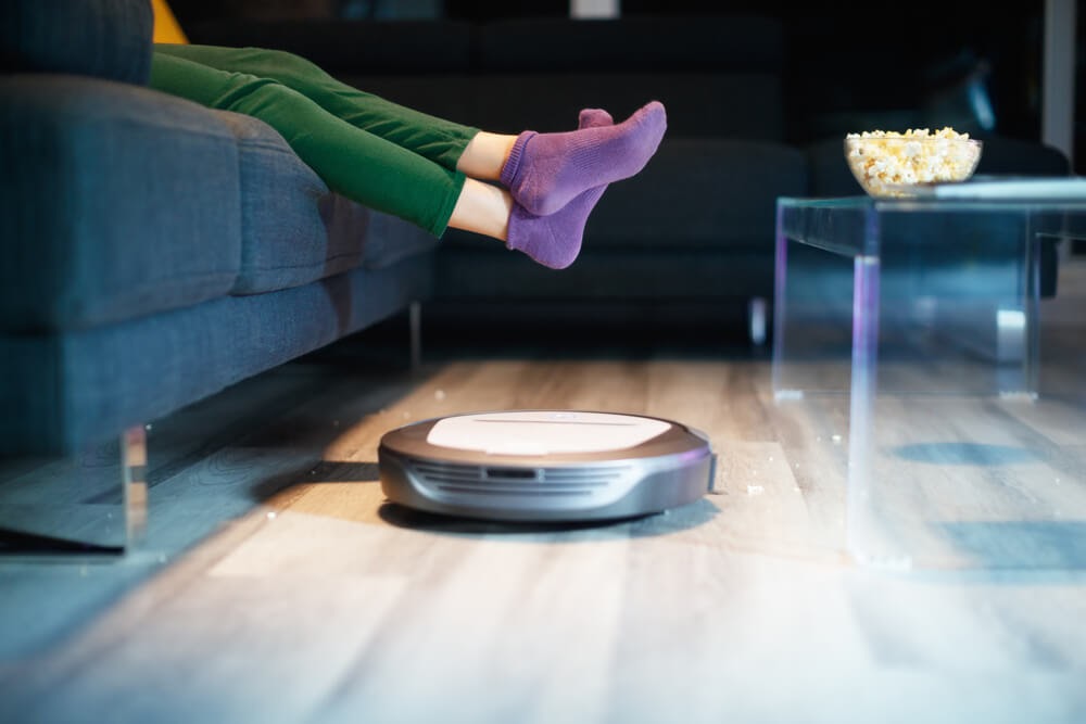 Robot vacuum in action.