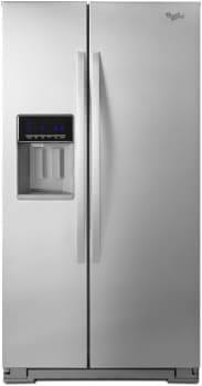 36-inch side-by-side Whirlpool refrigerator.