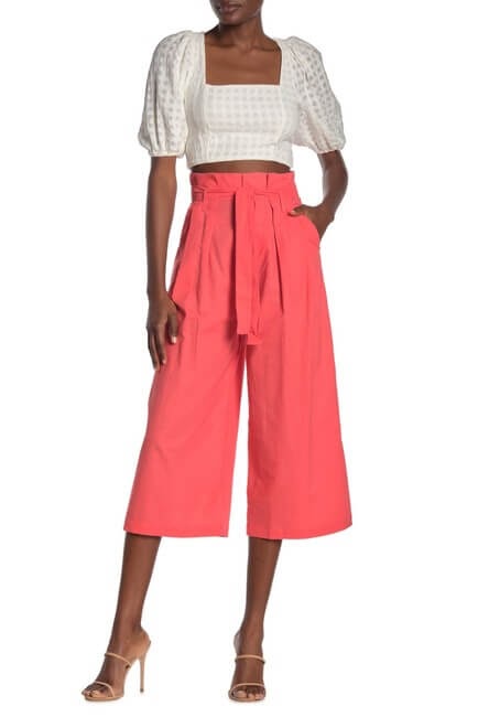 Beezy wide leg pants and white crop top.