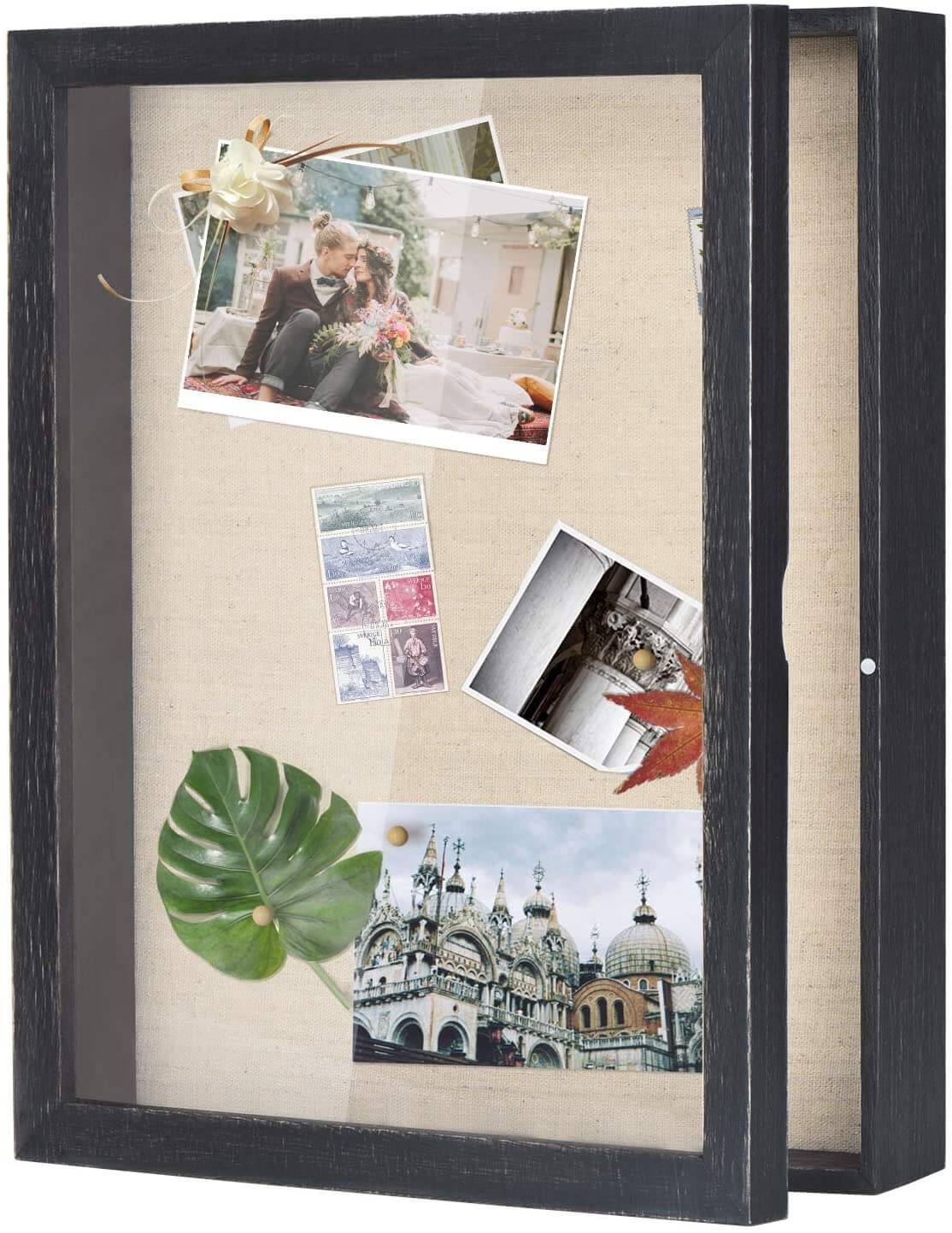 shadowbox with postcards