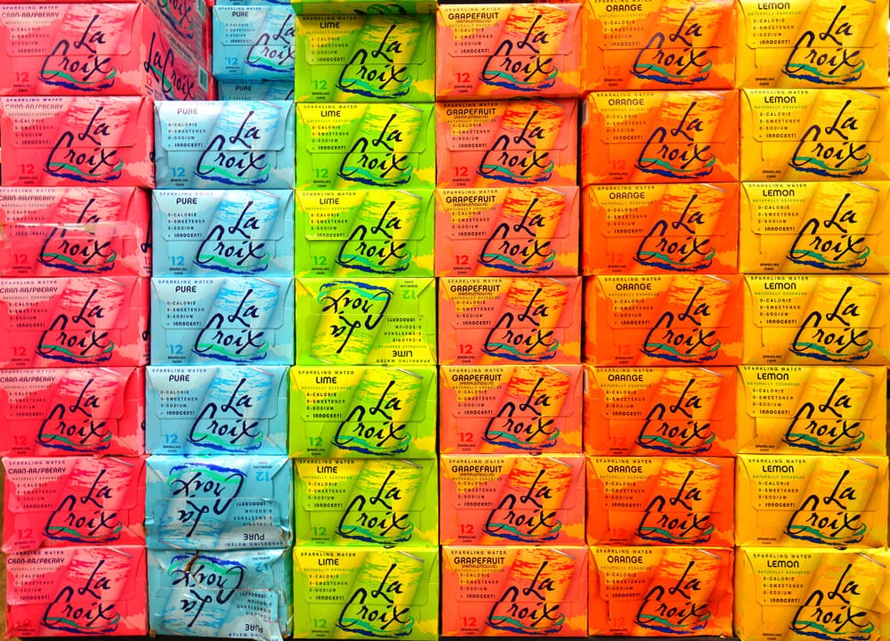 La Croix cases stacked.