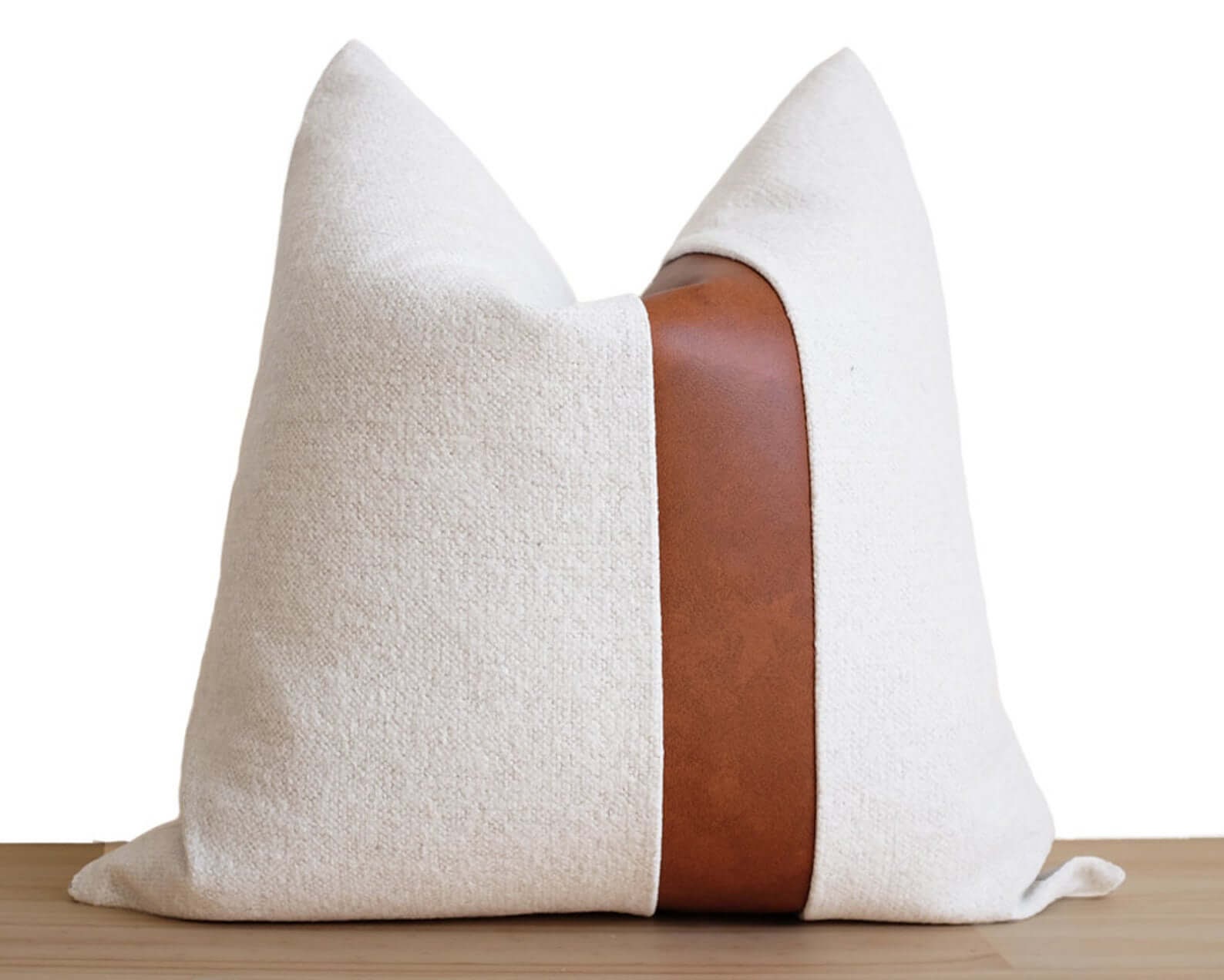 Pillow Covers with Faux Leather Trim