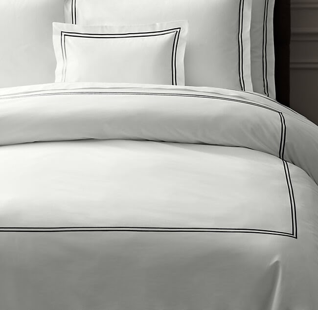 Restoration Hardware Italian Hotel Satin Stitch Duvet Cover