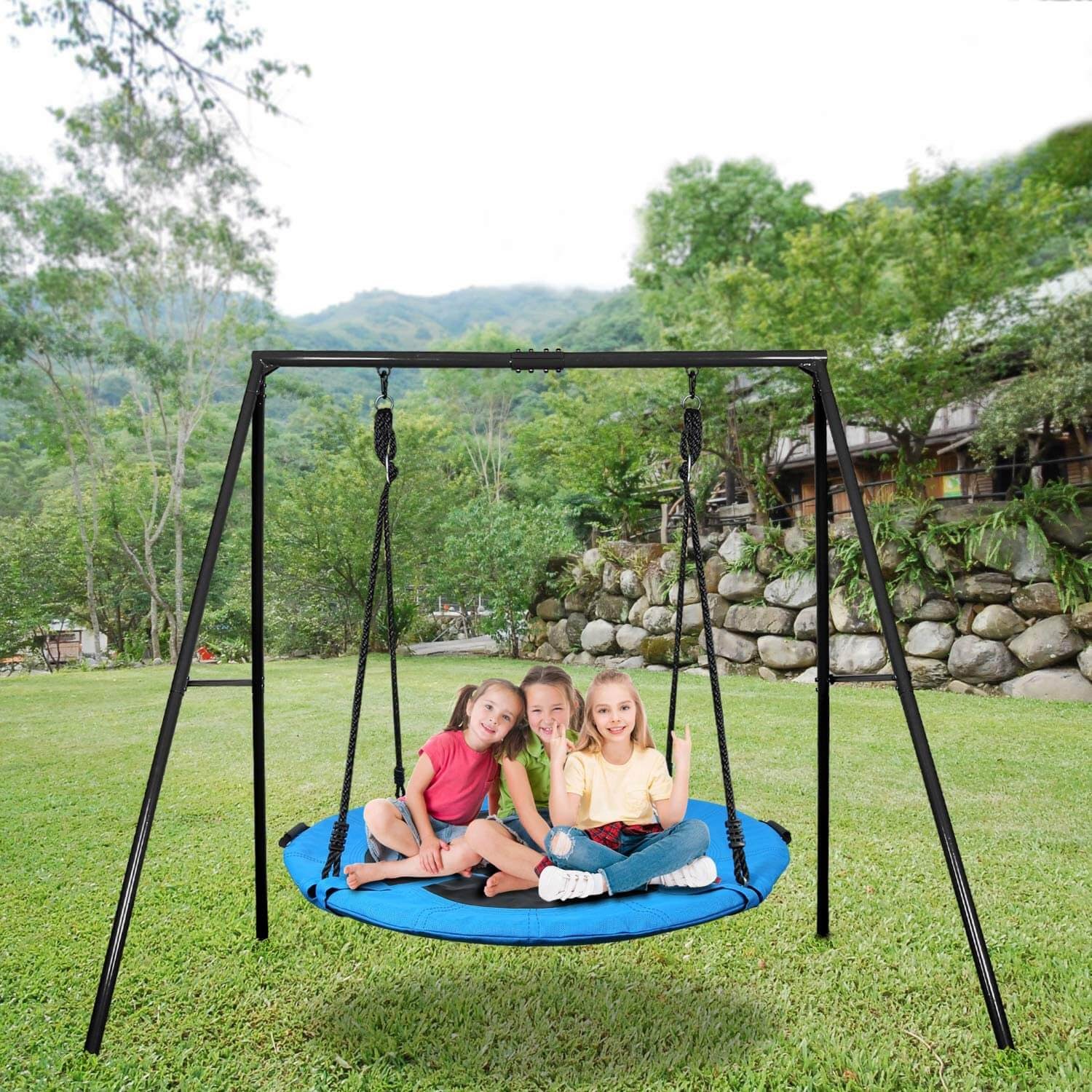 Trekassy 40" Saucer Swing Set with Metal Swing Stand