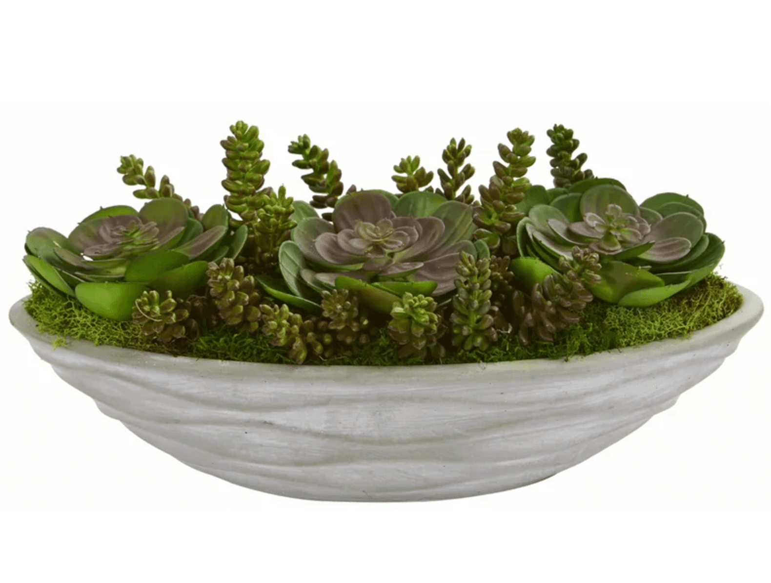 Bowl of fake succulents