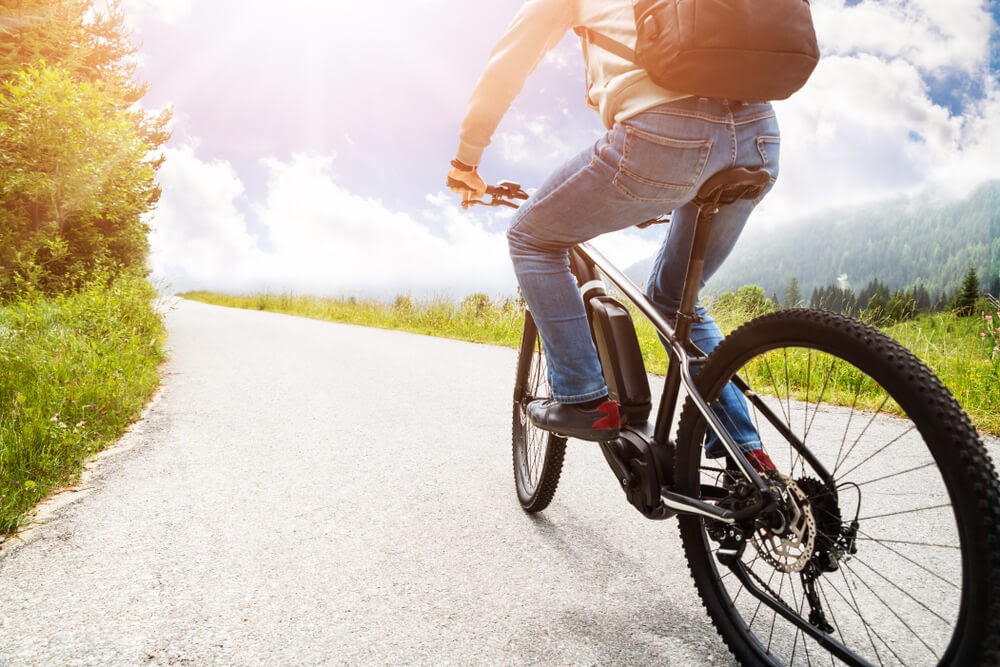 Man riding bike in nature