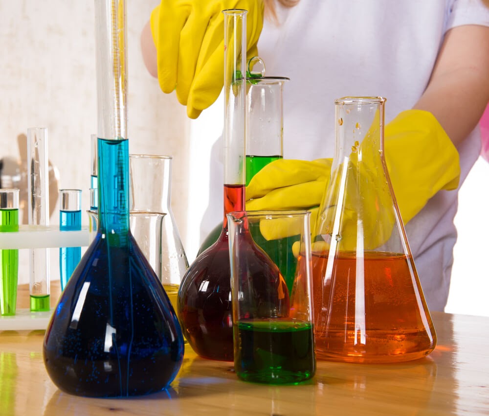 Close up of an at-home chemistry experiment