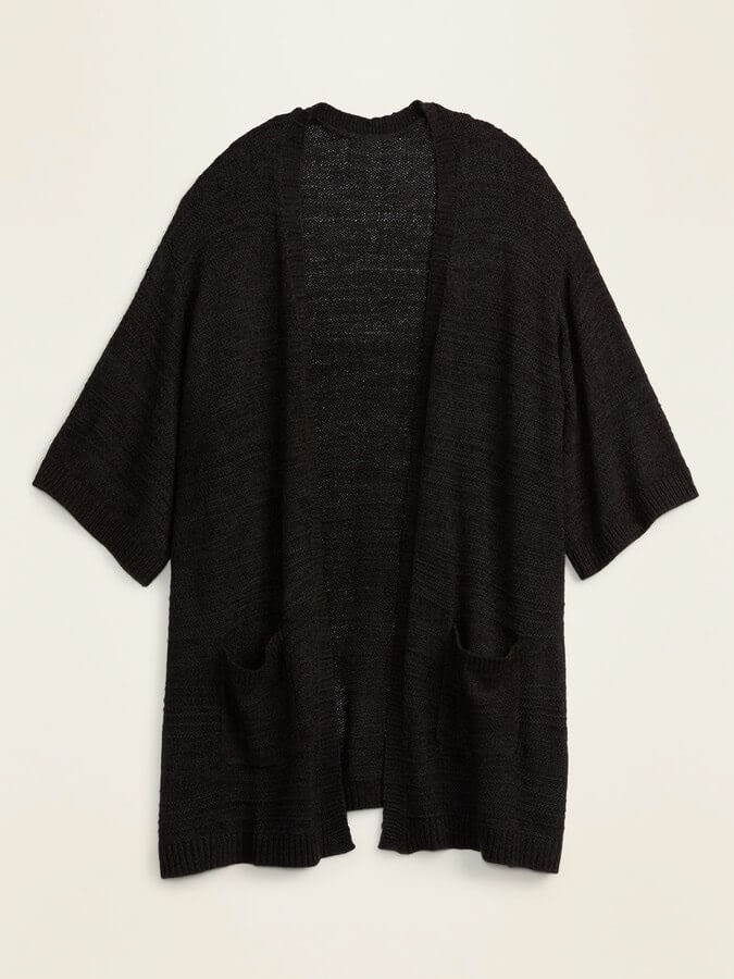 Textured Lightweight Open-Front Plus Size Sweater