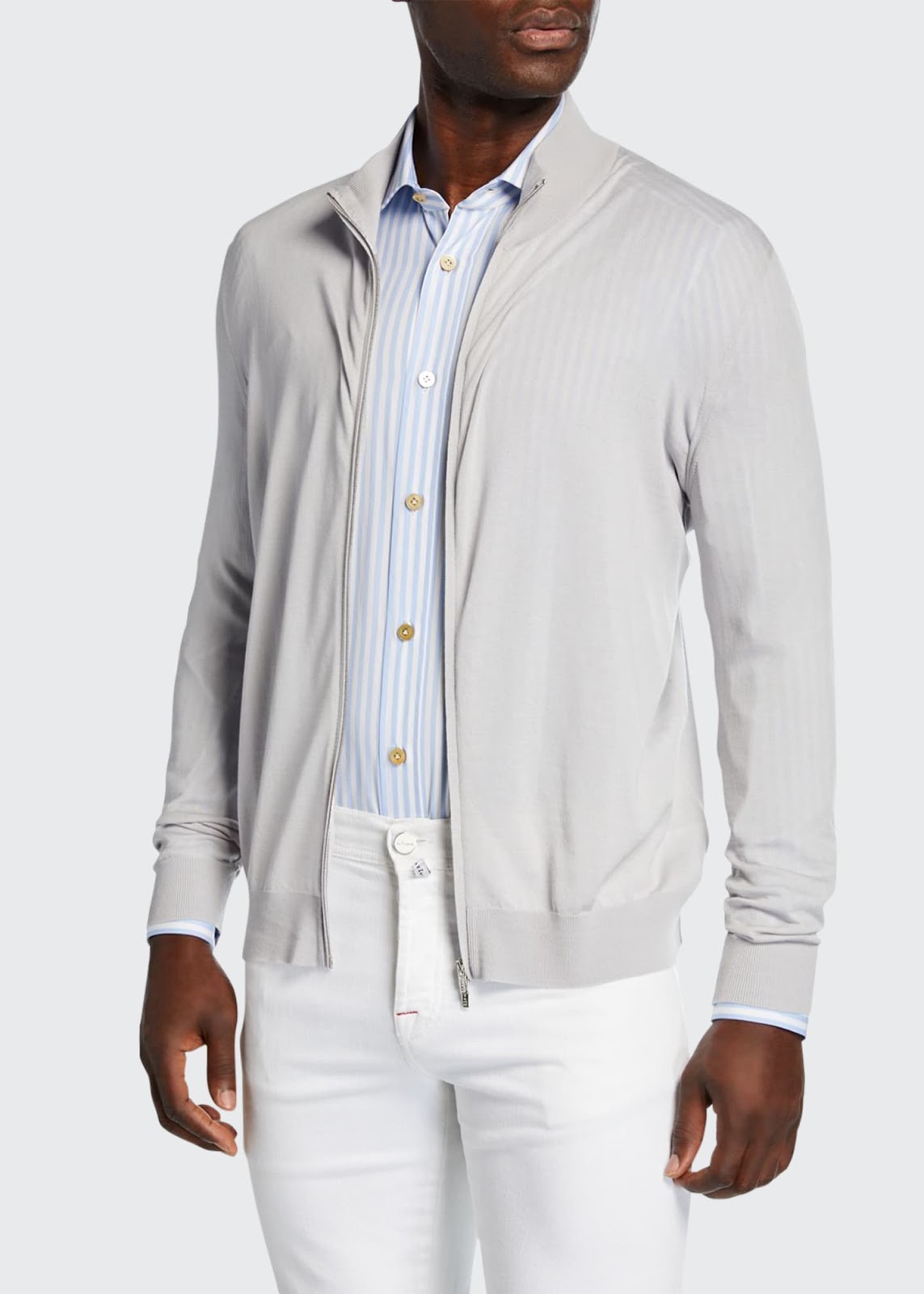 Kiton Men’s Wool Zip-Front Sweater
