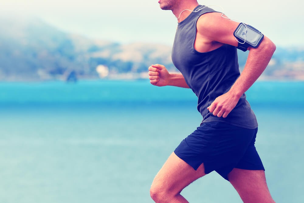 Man running on the beach