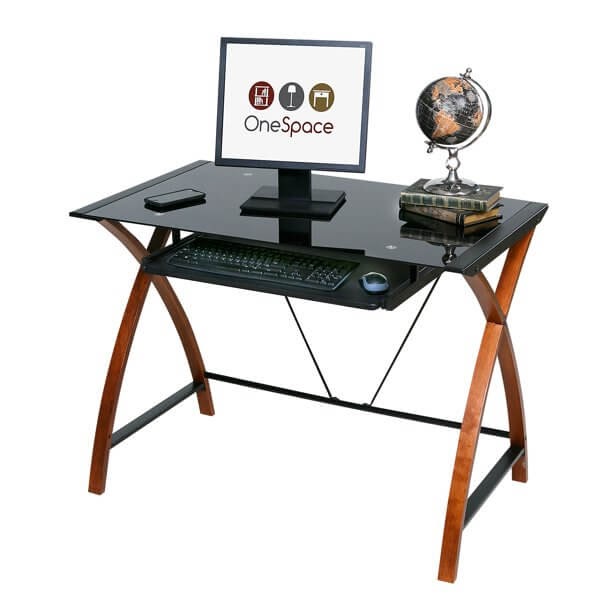 OneSpace Glass and Wood Computer Desk