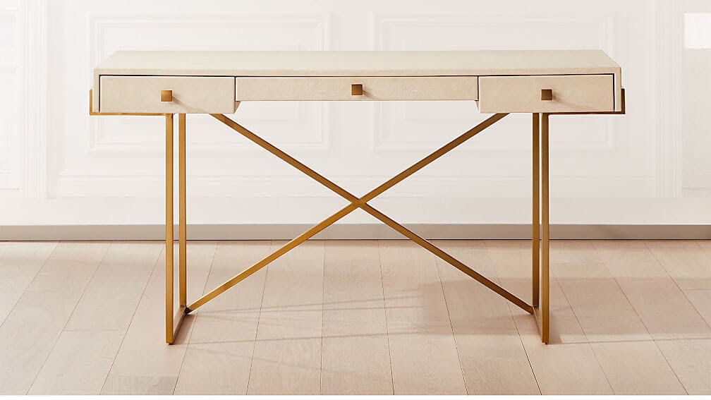 Avalon Ivory Faux Shagreen Desk