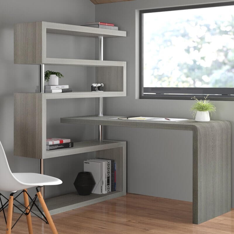 Zone L-Shape Desk with Bookcase