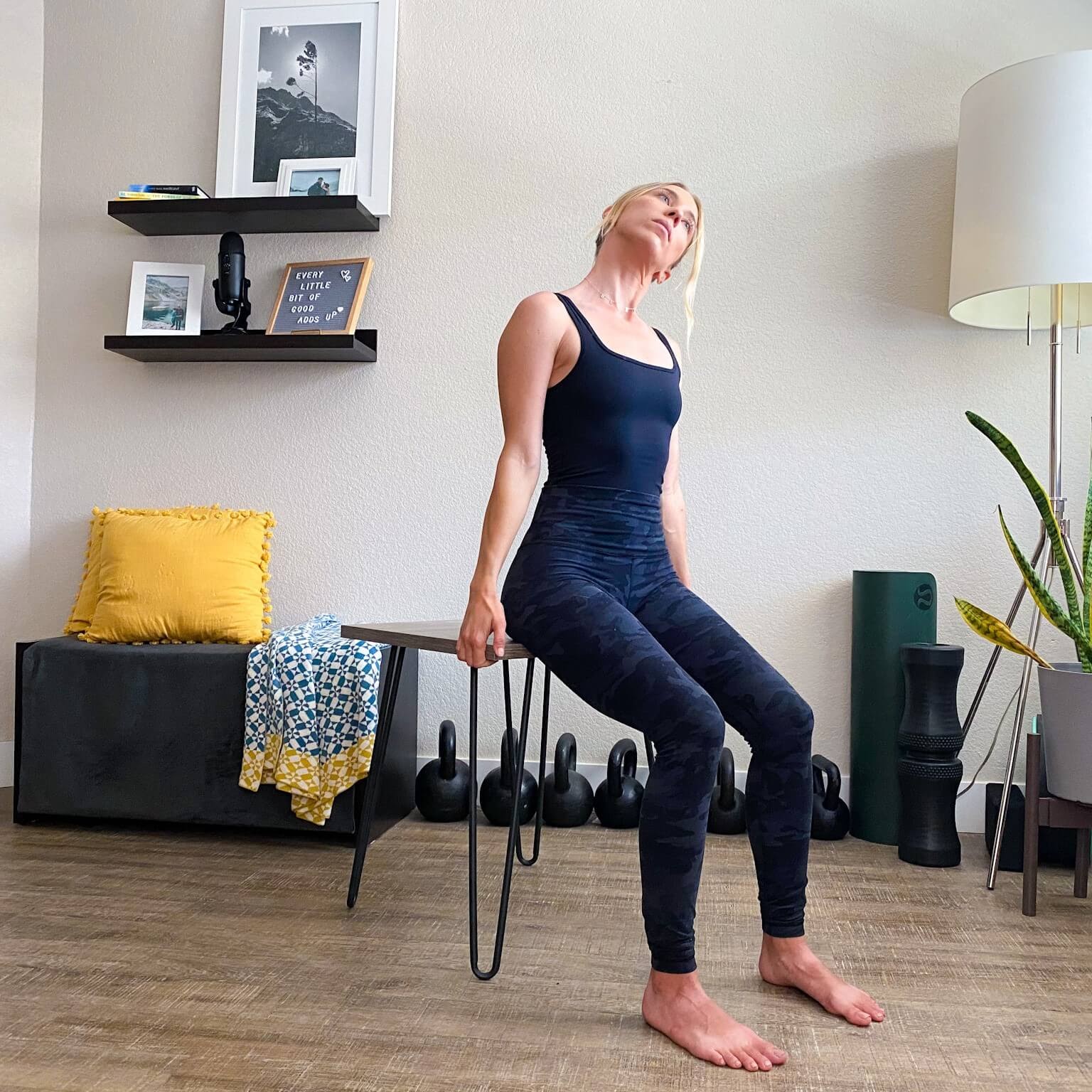 Neck stretch while sitting in a chair