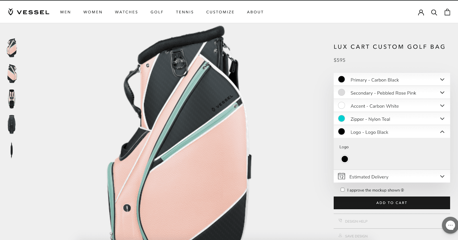 Vessel Lux Cart Custom Golf Bag