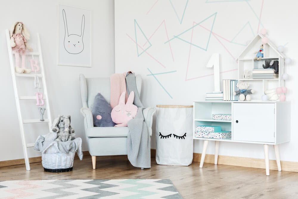 Kids room with geometric designs on it