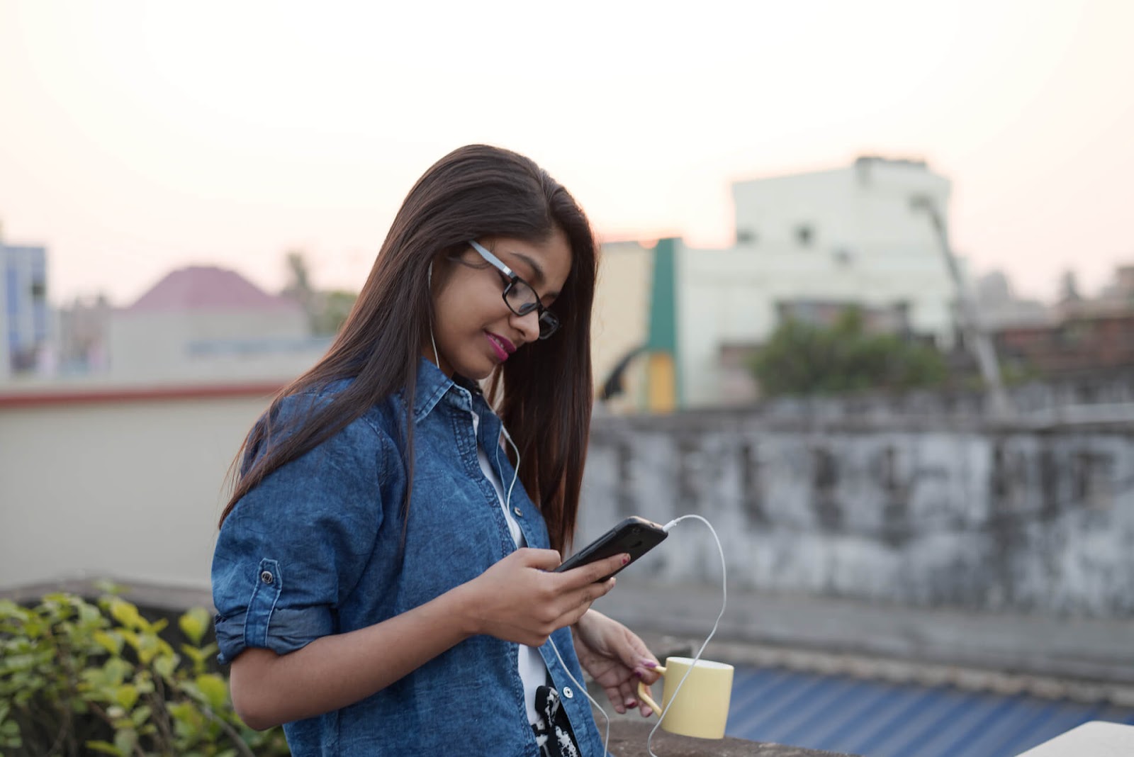 Woman listening to music
