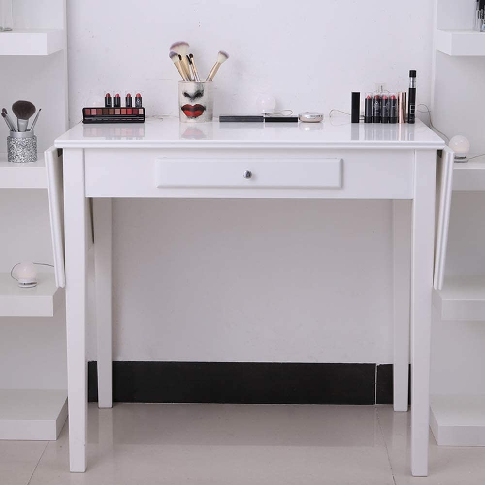 Chende White Drop Leaf Vanity Table