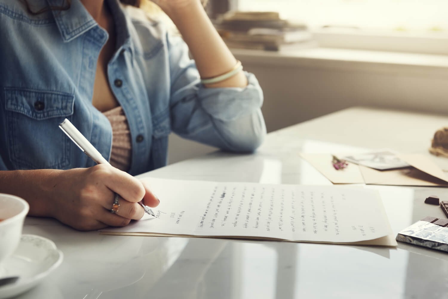Woman writing a letter