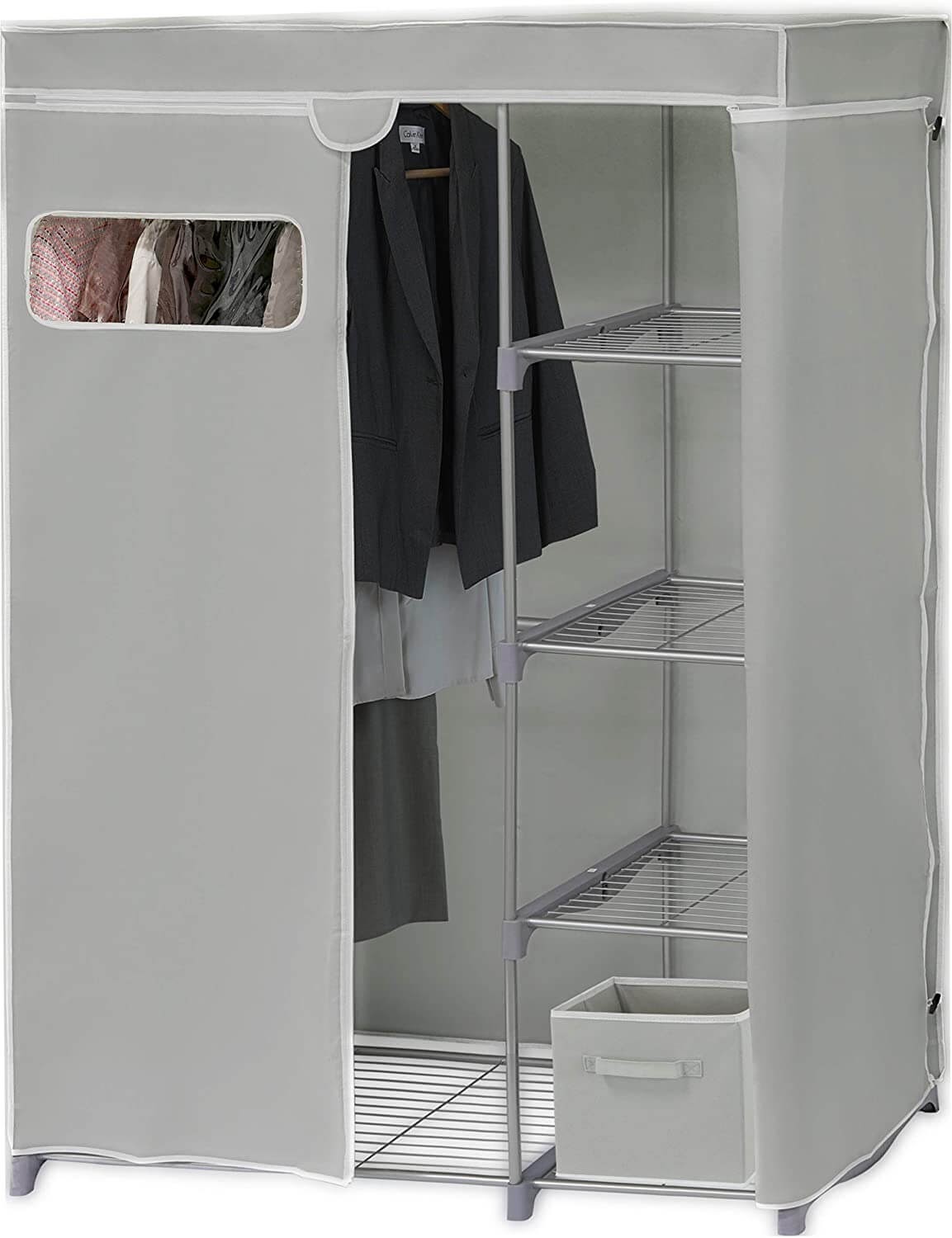 Simple Houseware Freestanding Cloths Garment Organizer Closet with Cover