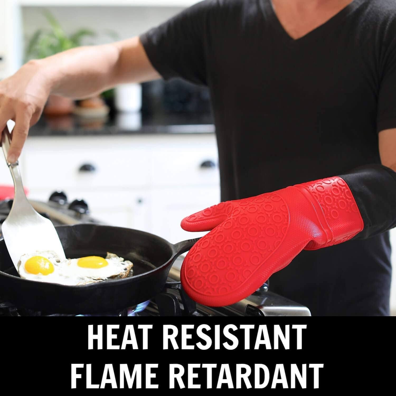 HOMWE Extra Long Silicone Oven Mitts