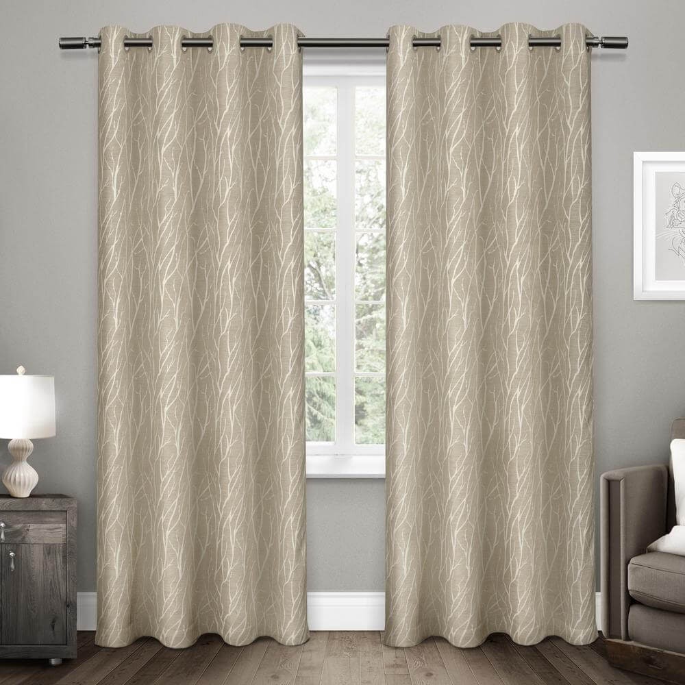 Forest Hill Woven Blackout Grommet Top Curtain Panels (Set of 2)