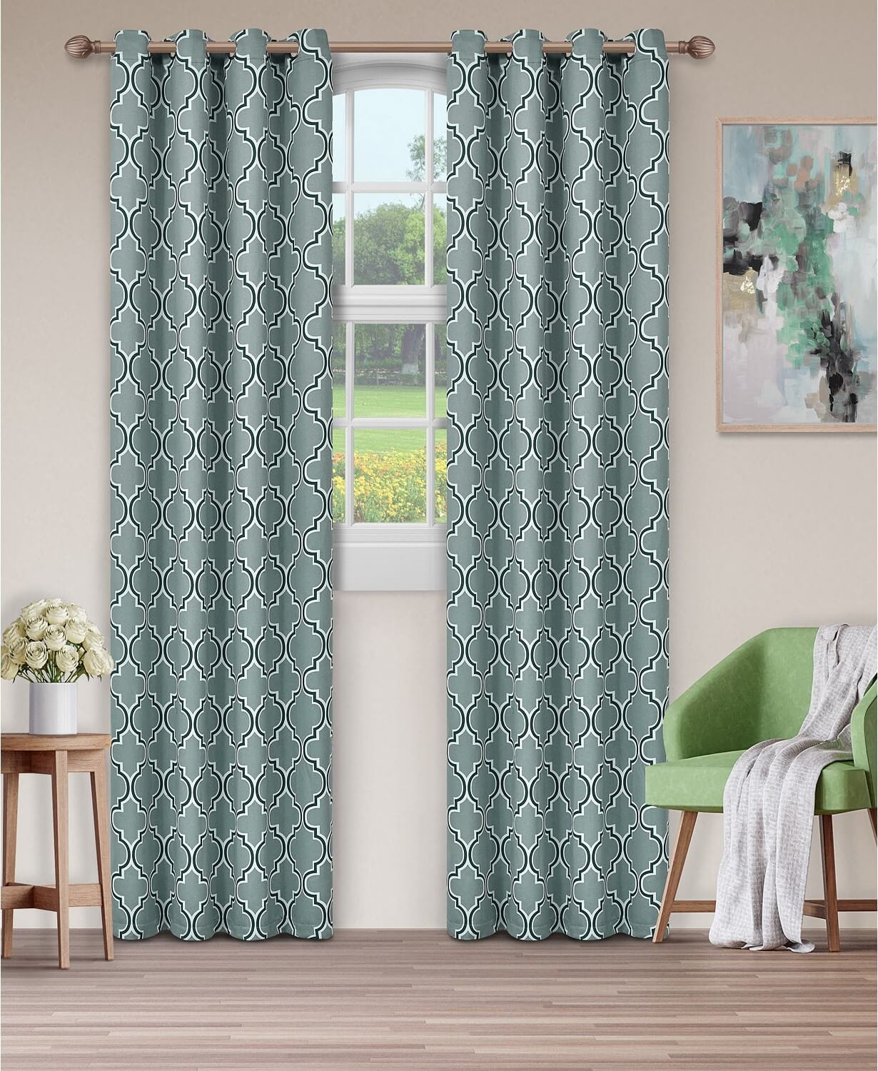 Bohemian Trellis Blackout Thermal Grommet Curtain Panel Pair