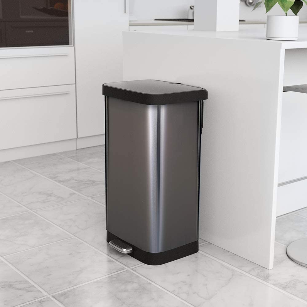 GLAD Extra Capacity Stainless Steel Step Trash Can with Clorox Odor Protection