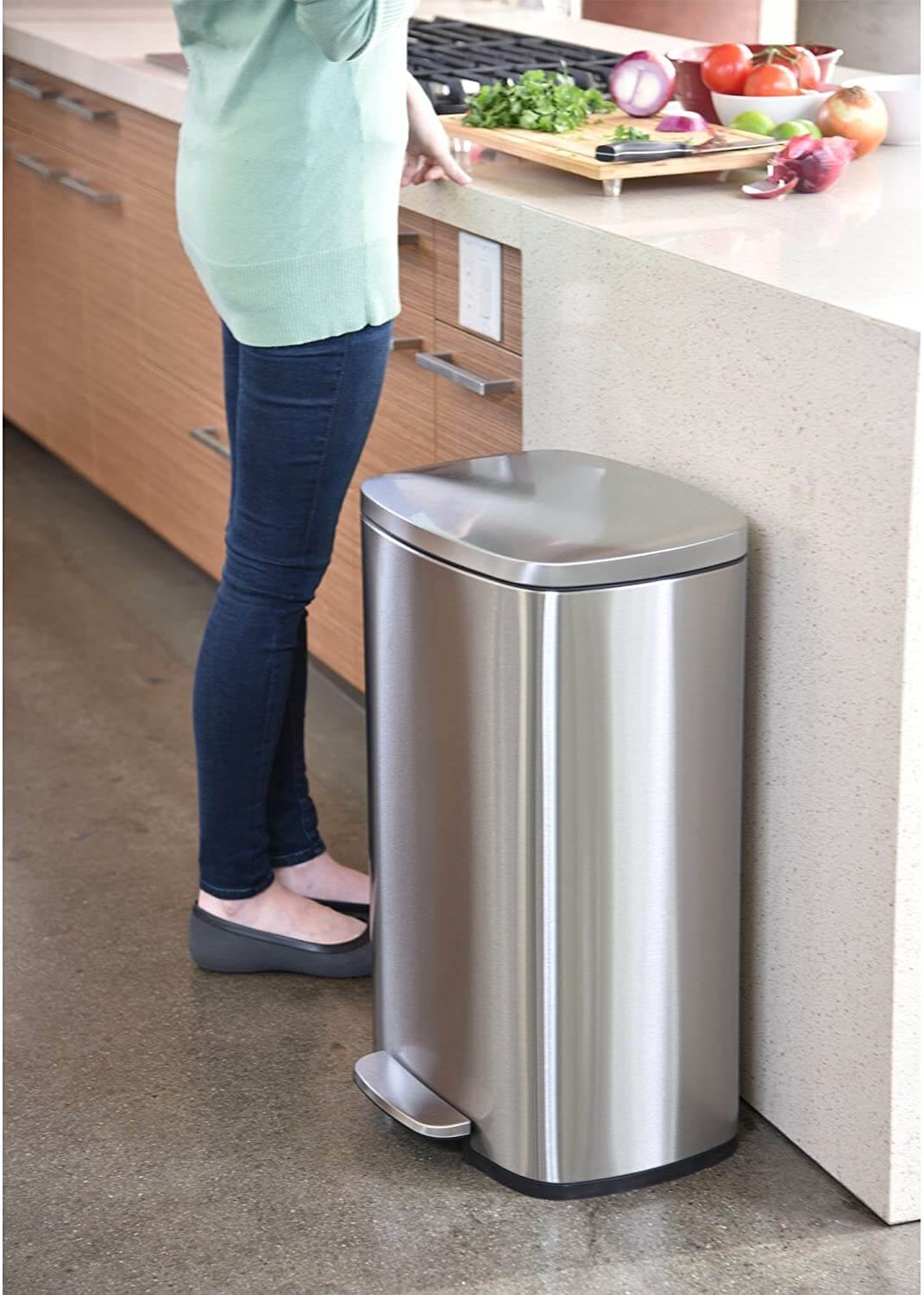iTouchless SoftStep 13.2 Gallon Stainless Steel Step Trash Can