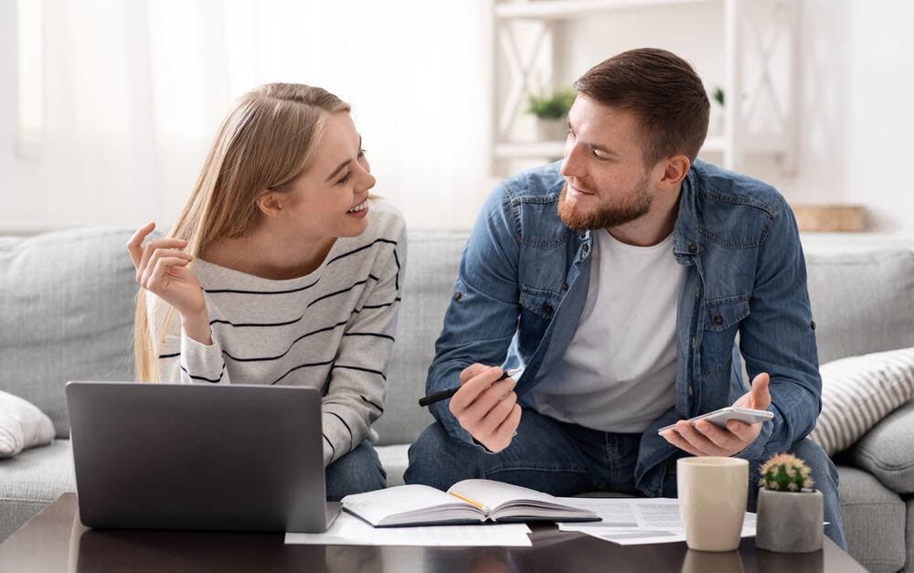 couple looking at finances
