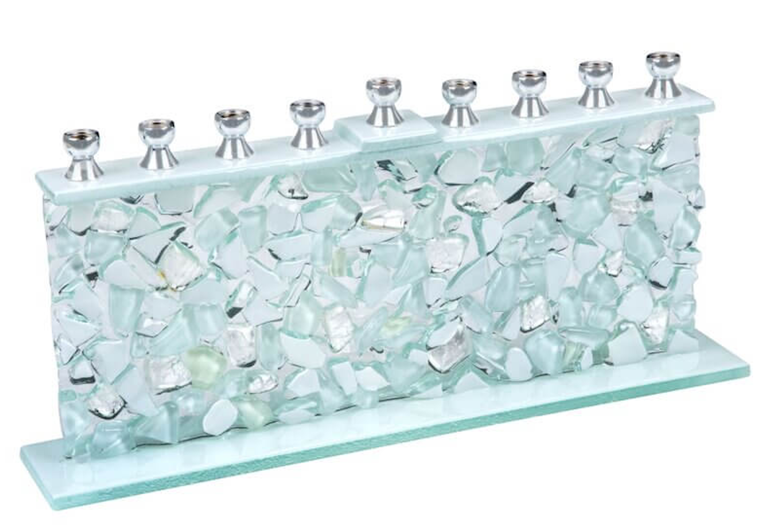 Contemporary Fused Glass Menorah