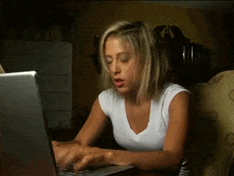Woman staying up late working
