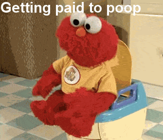 Elmo dancing on the toilet