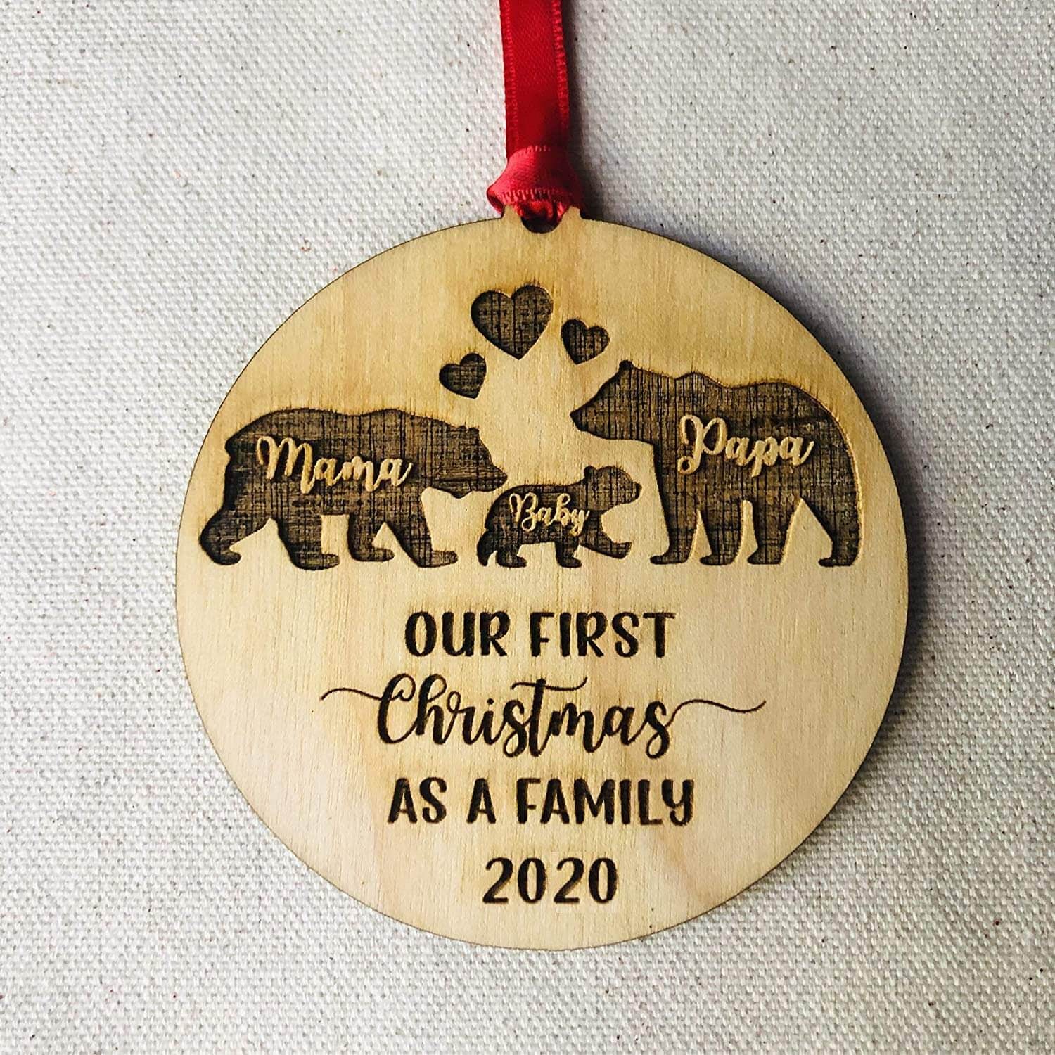 Baby's first Christmas wooden ornament