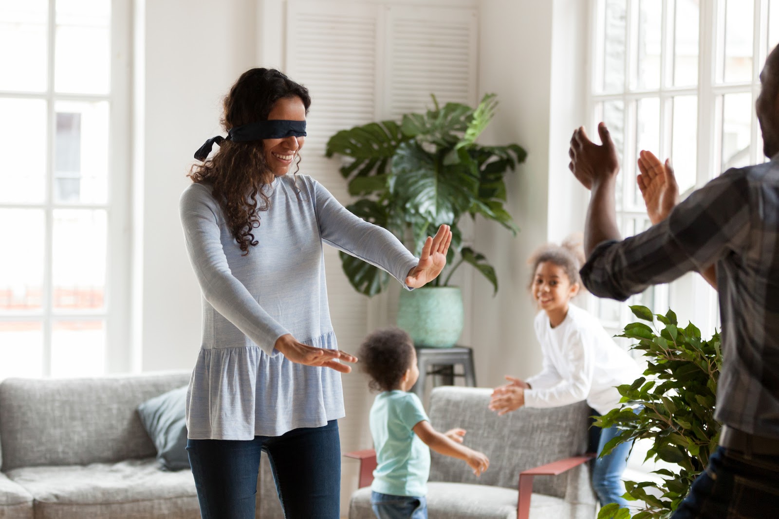 Family Playing "Hot and Cold"