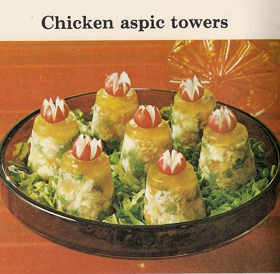 Chicken and Peas Aspic Towers