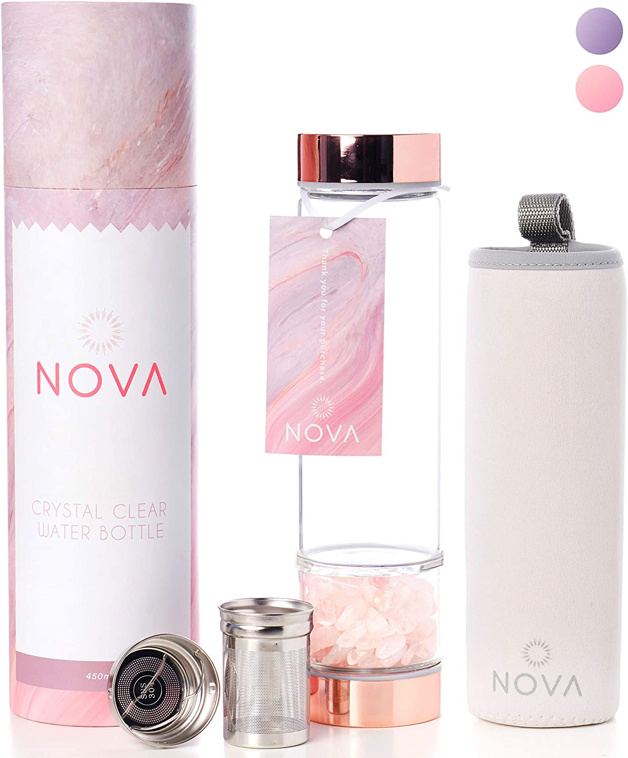 Rose Quartz Crystal Water Bottle