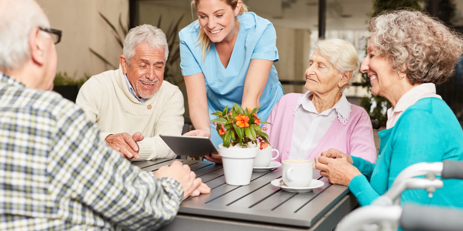 Group of seniors at a retirement center