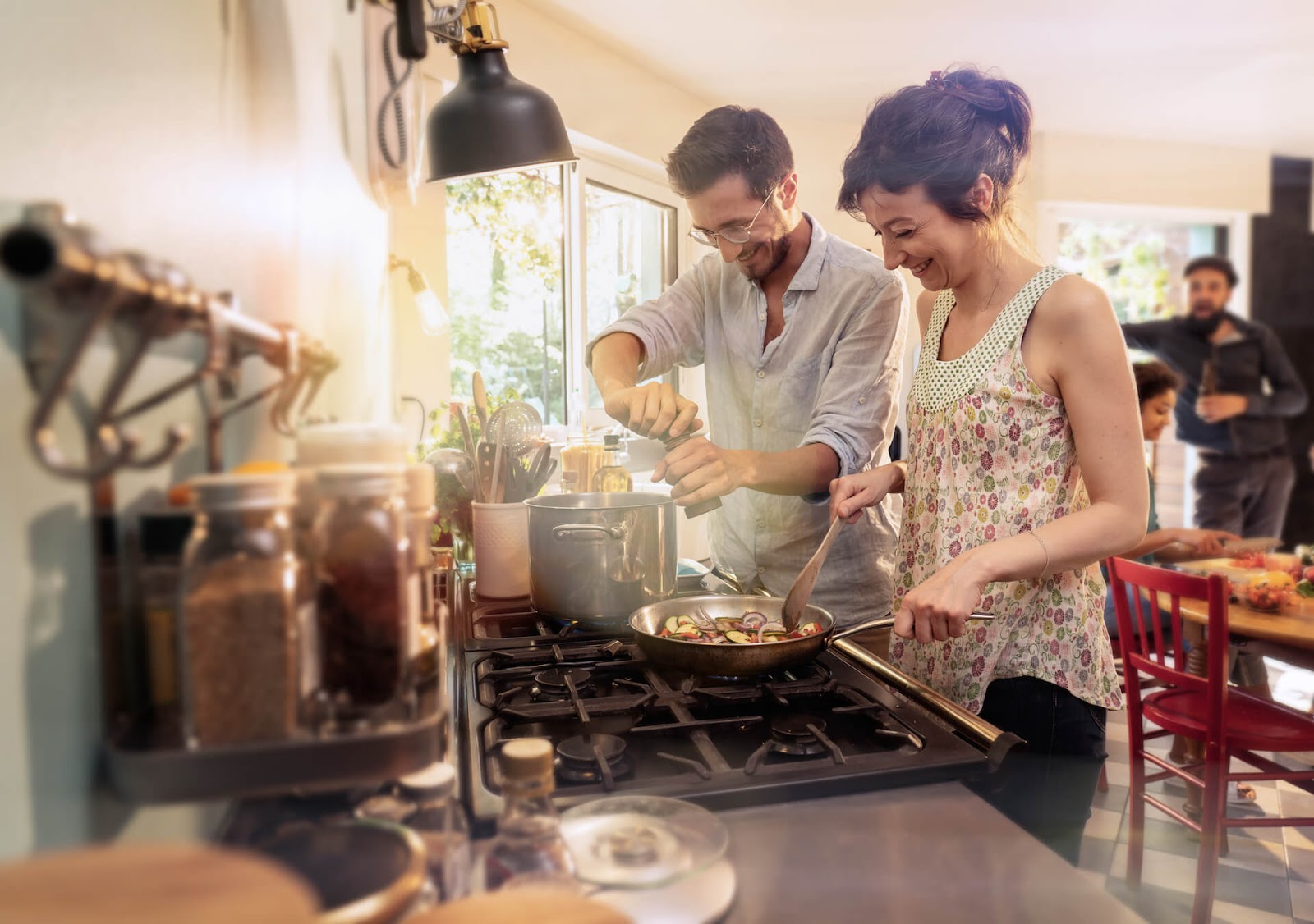 Couple cooking in their kitchen